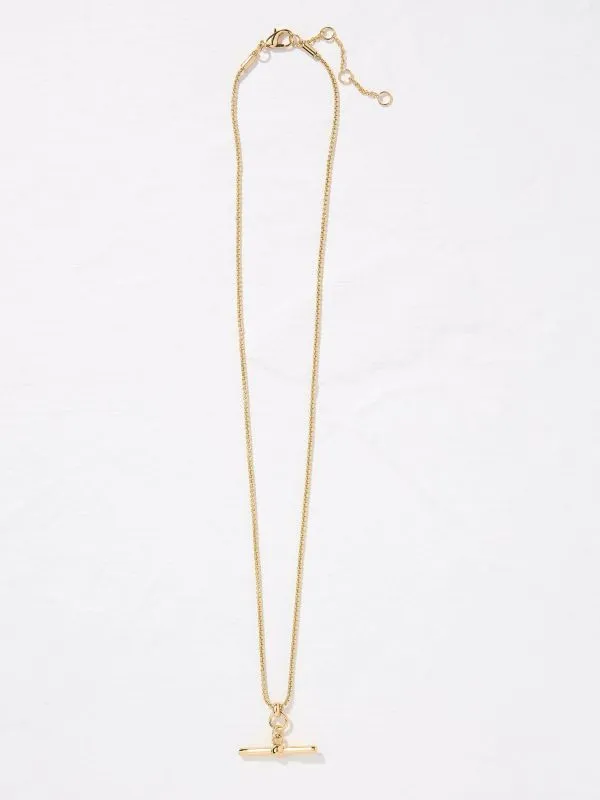 Fat Face Jewellery Women Gold Tone T Bar Necklace