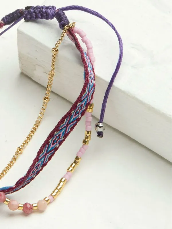 Fat Face Jewellery Women Purple Woven Bracelet