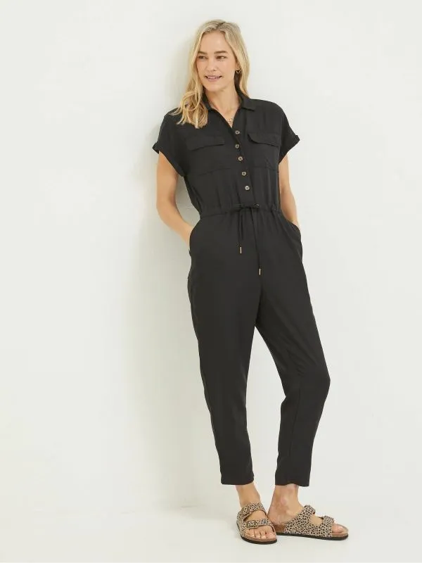Fat Face Jumpsuits and Playsuits Women Black Una Jumpsuit