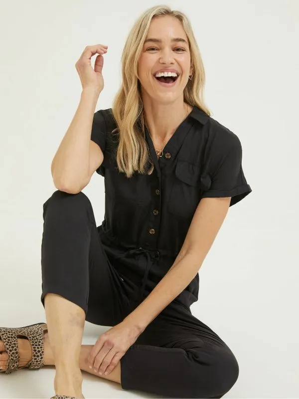 Fat Face Jumpsuits and Playsuits Women Black Una Jumpsuit