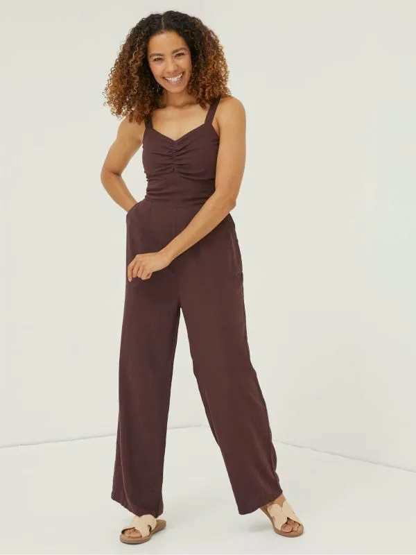 Fat Face Jumpsuits and Playsuits Women Brown Linen Vic Jumpsuit