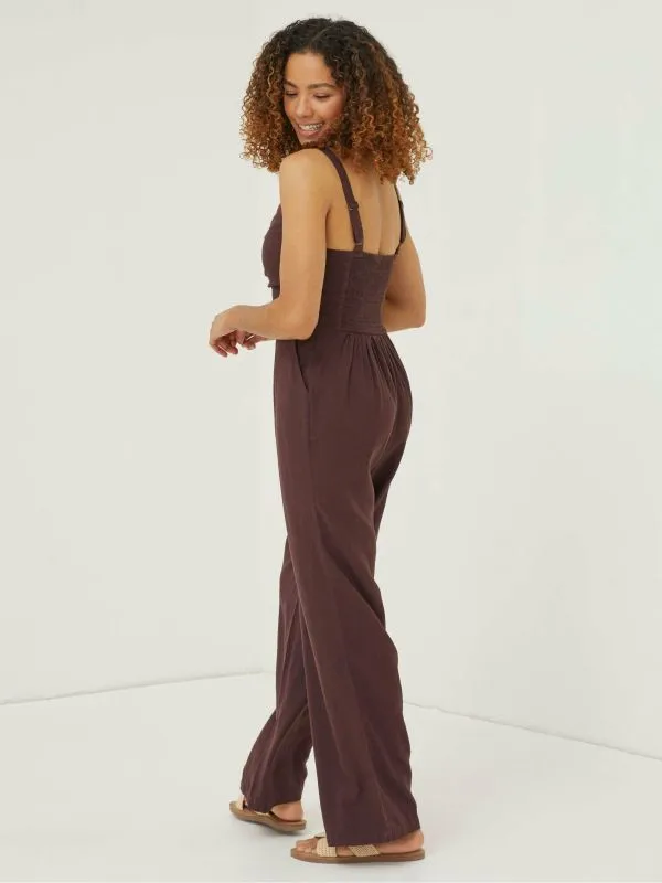 Fat Face Jumpsuits and Playsuits Women Brown Linen Vic Jumpsuit