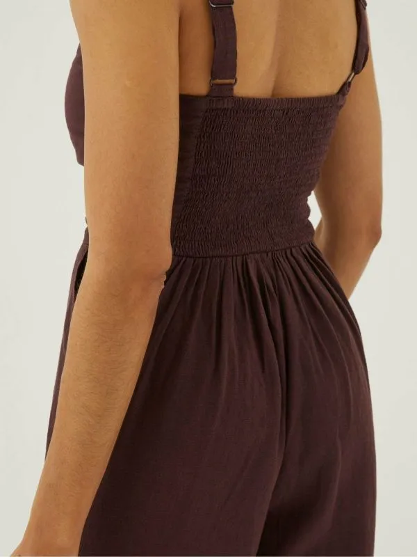 Fat Face Jumpsuits and Playsuits Women Brown Linen Vic Jumpsuit