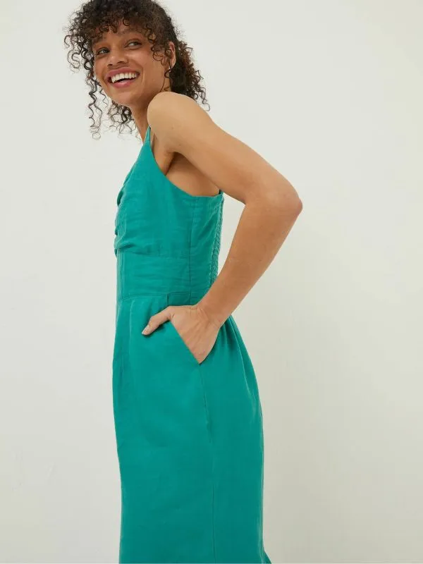 Fat Face Jumpsuits and Playsuits Women Green Linen Vic Jumpsuit