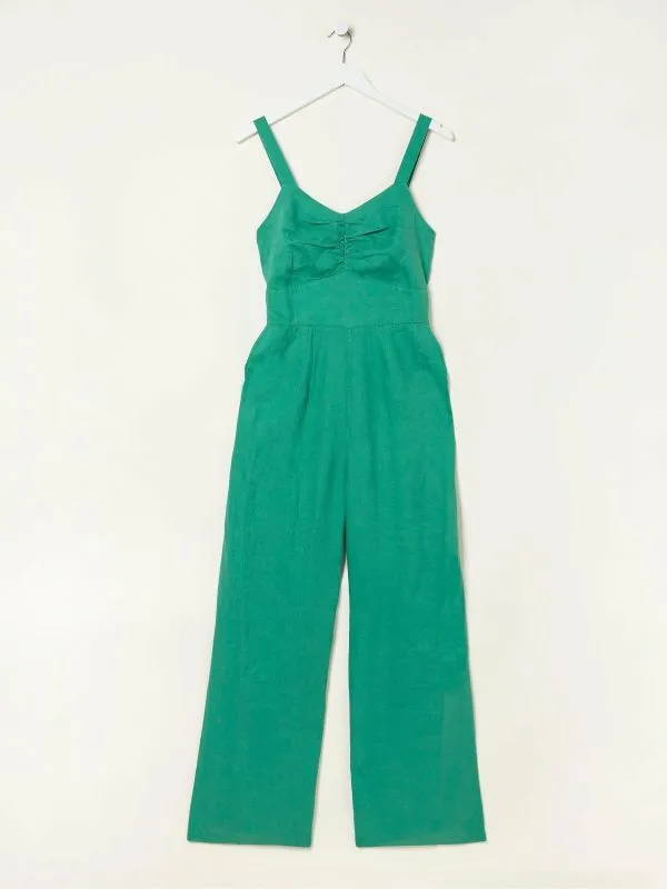 Fat Face Jumpsuits and Playsuits Women Green Linen Vic Jumpsuit