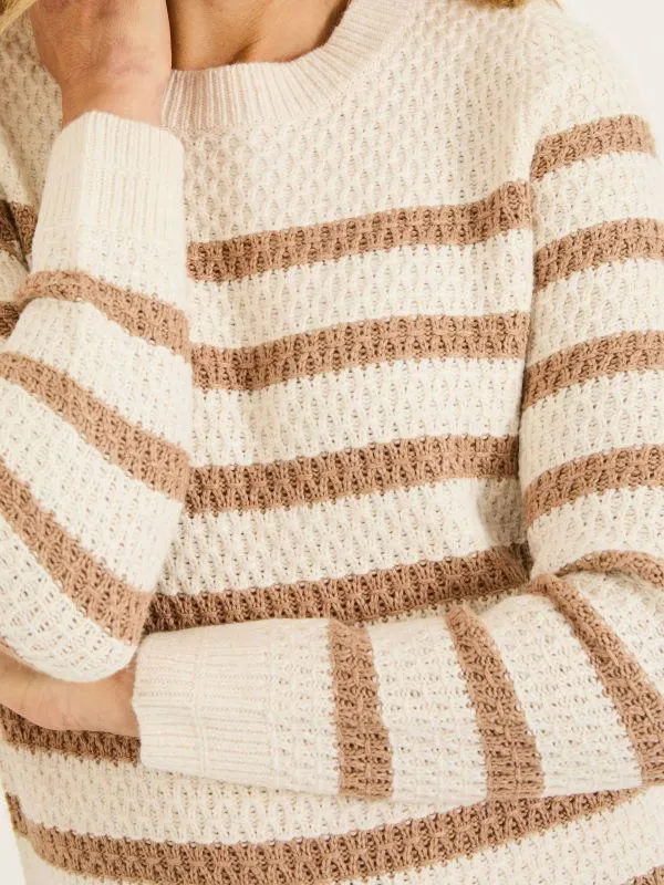 Fat Face Knitwear Women Ivory Ella Stripe Knitted Jumper