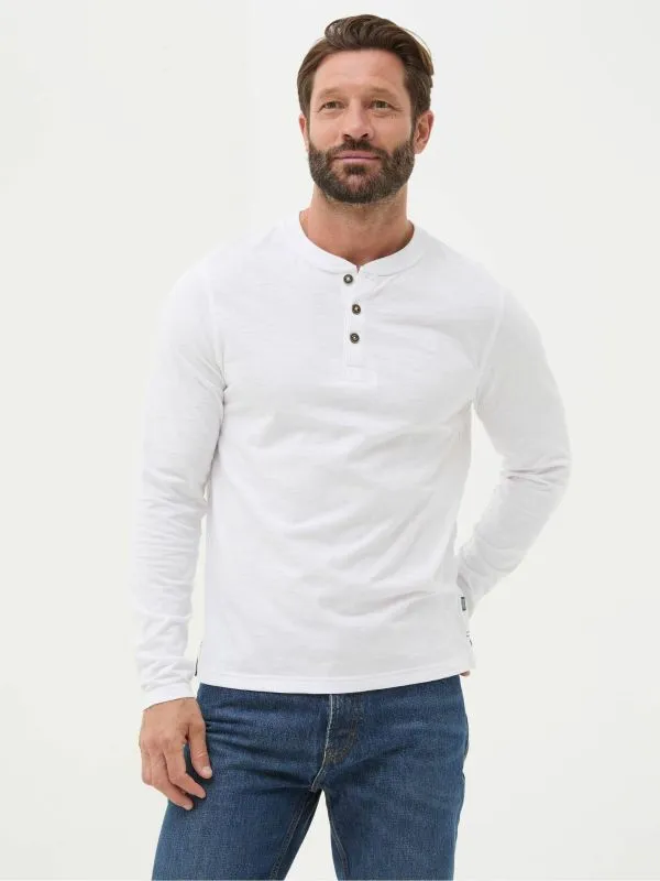 Fat Face Loungewear Men Woodside White Long Sleeve Henley T Shirt