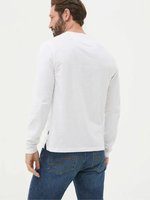 Fat Face Loungewear Men Woodside White Long Sleeve Henley T Shirt