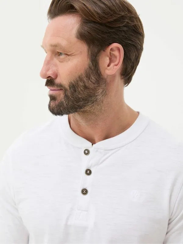 Fat Face Loungewear Men Woodside White Long Sleeve Henley T Shirt