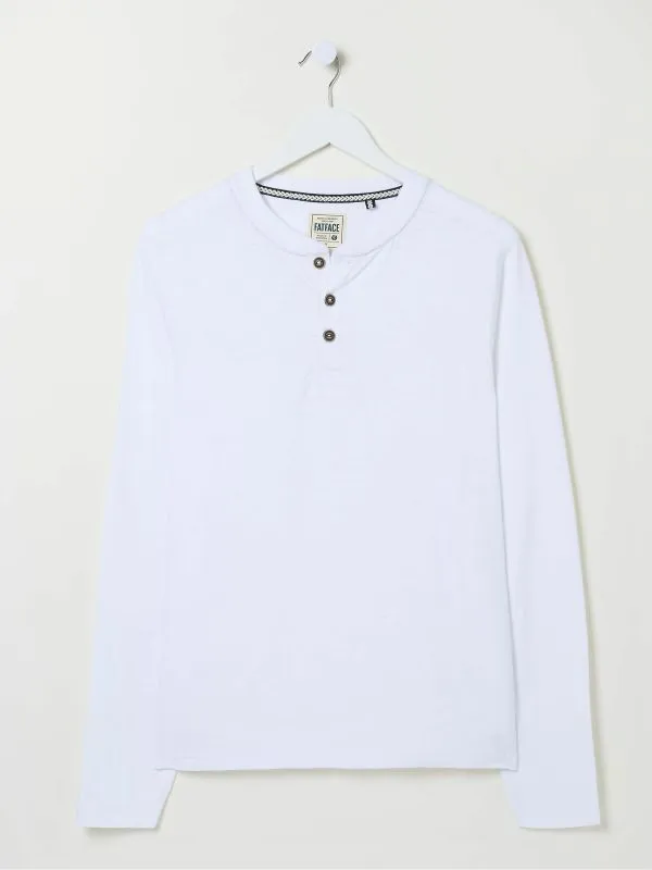 Fat Face Loungewear Men Woodside White Long Sleeve Henley T Shirt