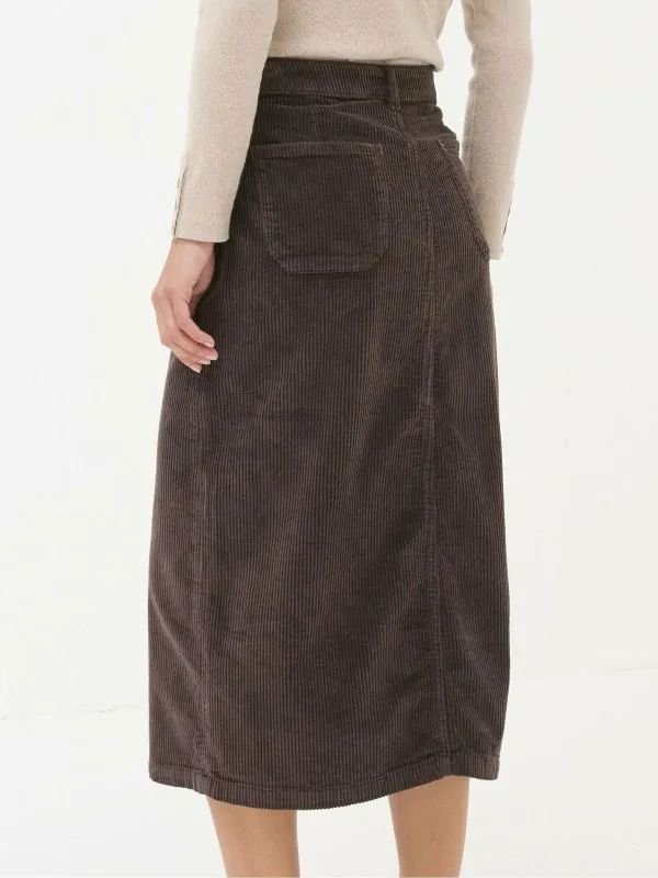 Fat Face Skirts Women Carla Dark Brown Cord Midi Skirt