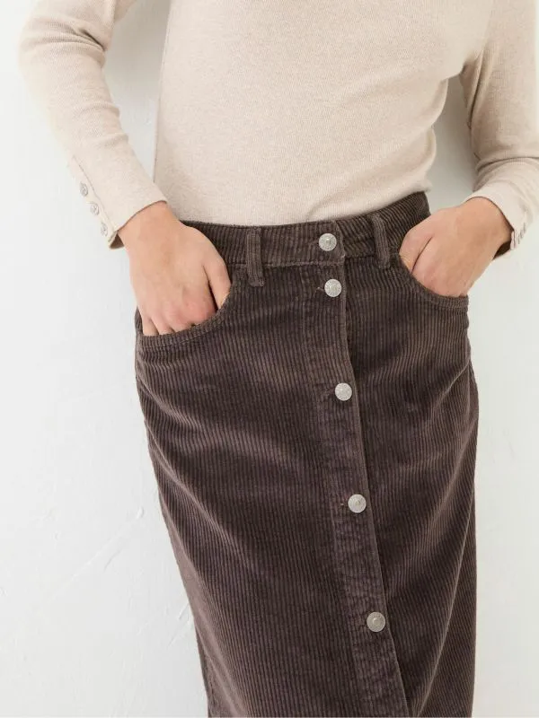 Fat Face Skirts Women Carla Dark Brown Cord Midi Skirt