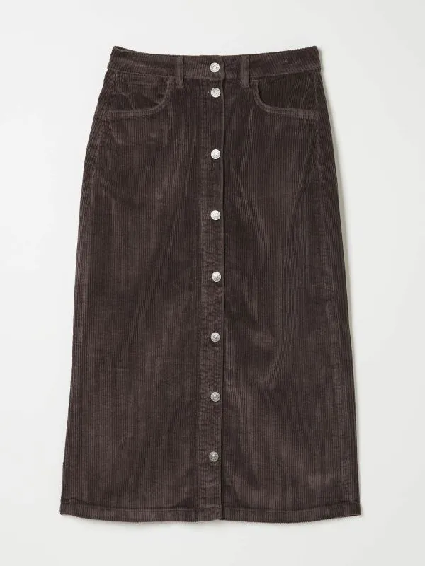 Fat Face Skirts Women Carla Dark Brown Cord Midi Skirt