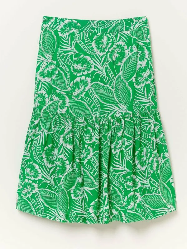 Fat Face Skirts Women Green Remy Tropical Leaf Skirt