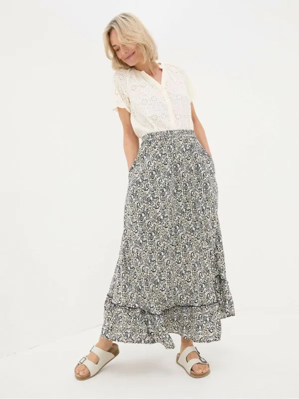 Fat Face Skirts Women Lissy Black Inlay Floral Maxi Skirt