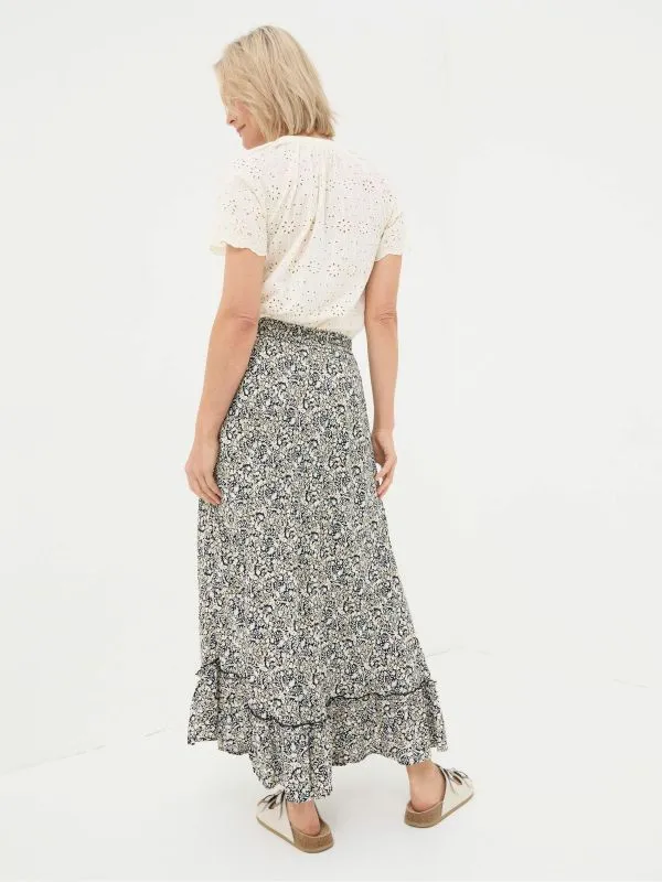 Fat Face Skirts Women Lissy Black Inlay Floral Maxi Skirt