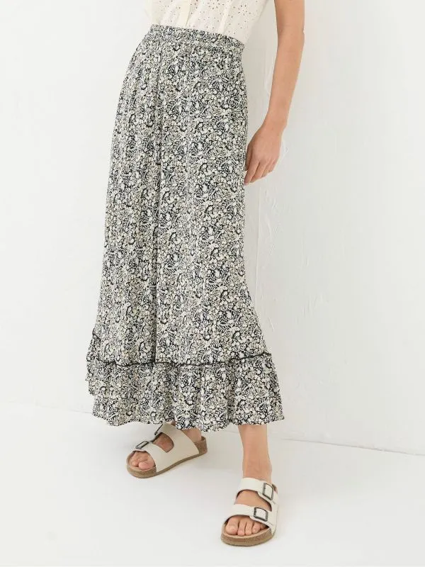 Fat Face Skirts Women Lissy Black Inlay Floral Maxi Skirt