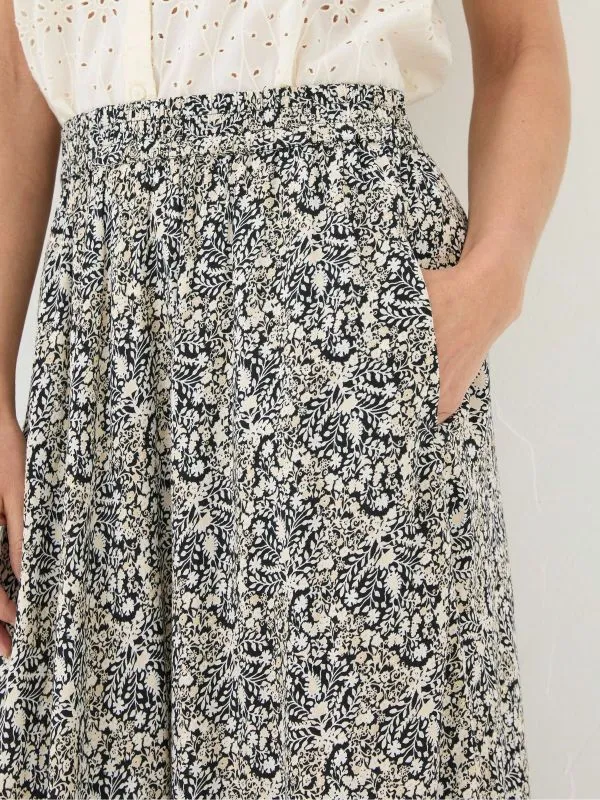 Fat Face Skirts Women Lissy Black Inlay Floral Maxi Skirt