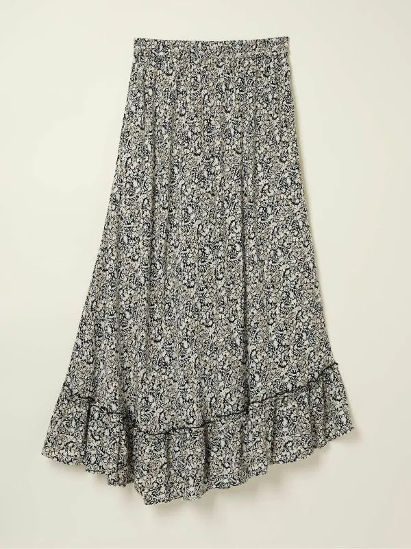 Fat Face Skirts Women Lissy Black Inlay Floral Maxi Skirt