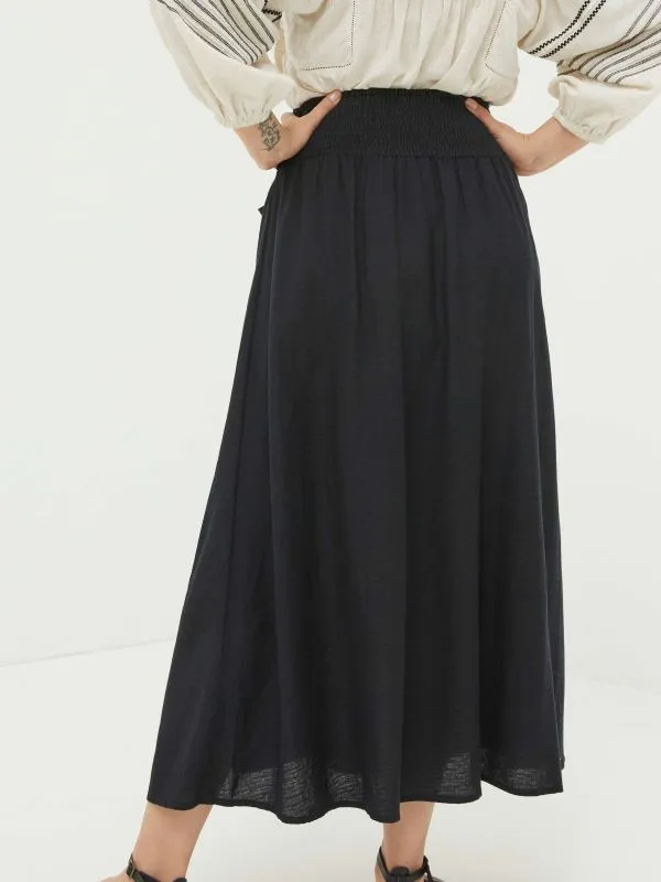 Fat Face Skirts Women Sascha Black Midi Skirt With Linen