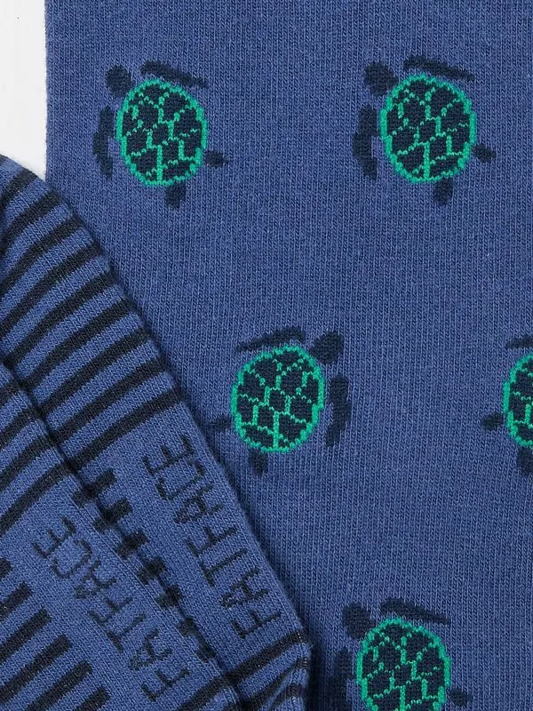 Fat Face Socks Men Blue Turtle Socks