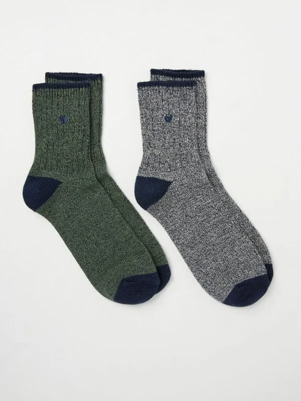 Fat Face Socks Men Green 2 Pairs Of Ankle Boots Socks