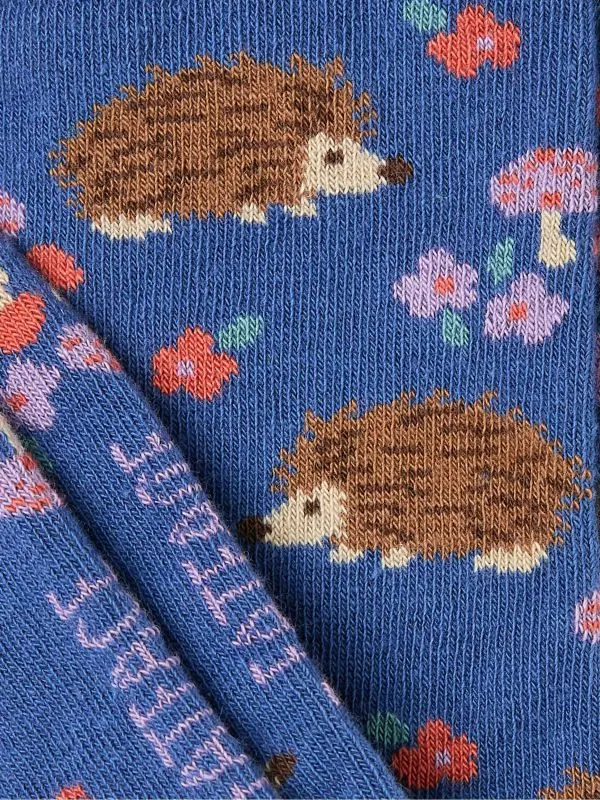 Fat Face Socks Women Blue Navy Hedgehog Socks