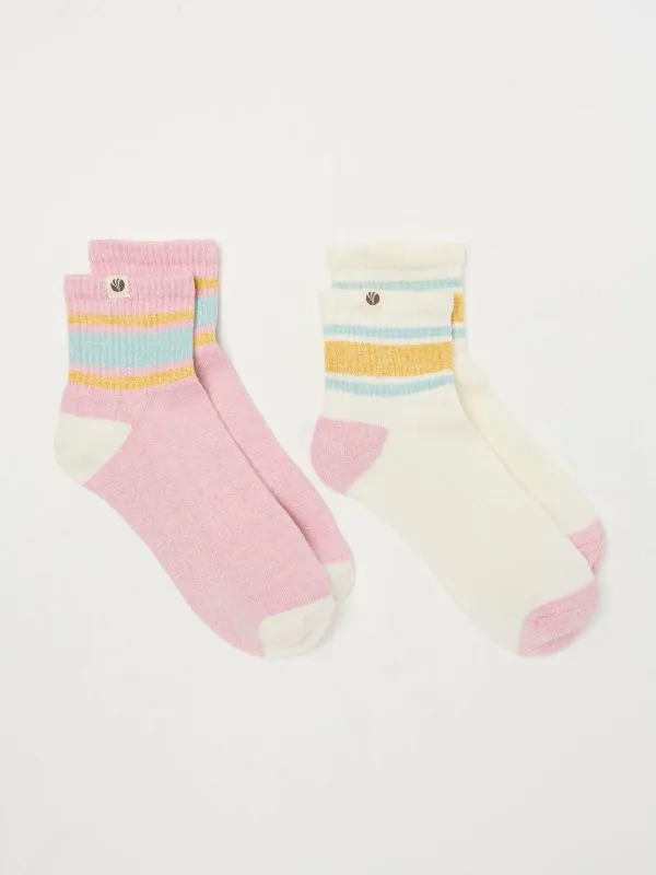 Fat Face Socks Women Mustard Yellow 2 Pairs Of Sports Socks