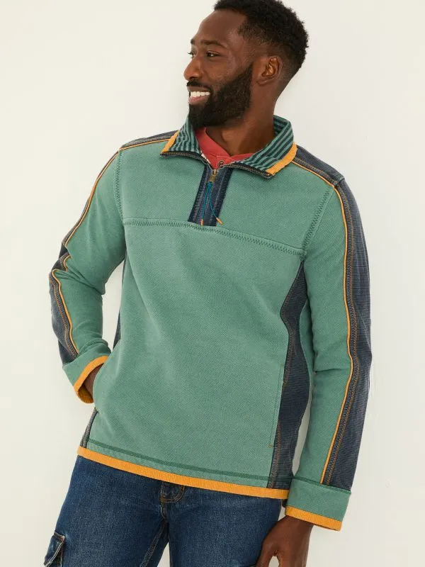 Fat Face Sweatshirts and Hoodies Men Light Teal 100 Cotton Airlie Panel Sweat Top
