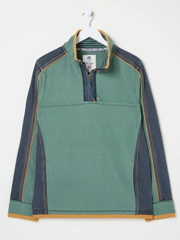 Fat Face Sweatshirts and Hoodies Men Light Teal 100 Cotton Airlie Panel Sweat Top