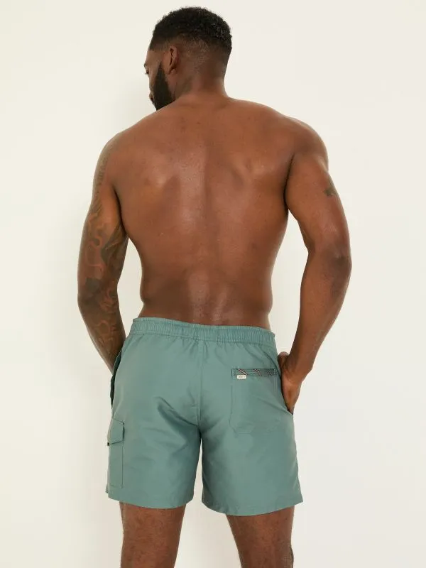 Fat Face Swimwear Men Khaki Green Trevose Cargo Swim Shorts