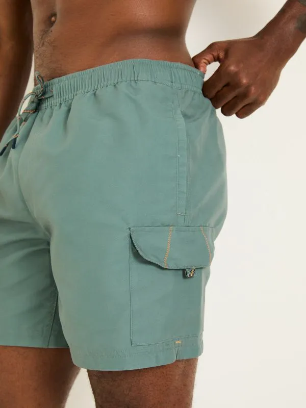 Fat Face Swimwear Men Khaki Green Trevose Cargo Swim Shorts