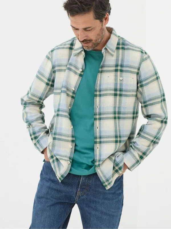 Fat Face Tall Collection Men Green Long Sleeve Tyburn Check Shirt