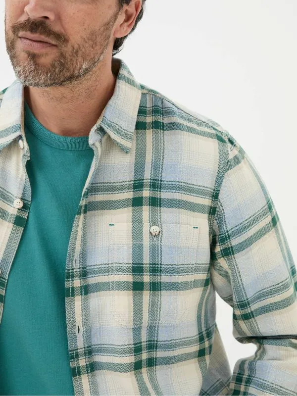 Fat Face Tall Collection Men Green Long Sleeve Tyburn Check Shirt