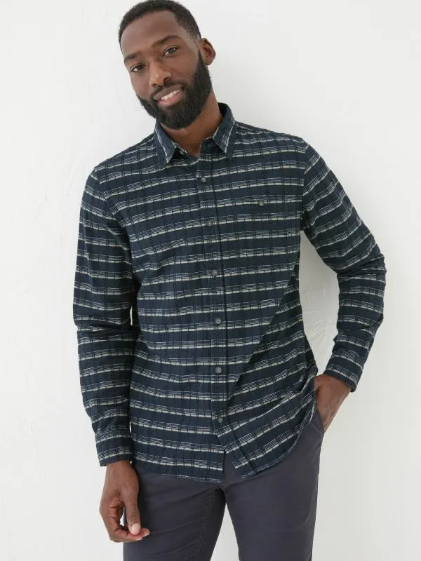 Fat Face Tall Collection Men Navy Long Sleeve Reiff 100 Cotton Shirt