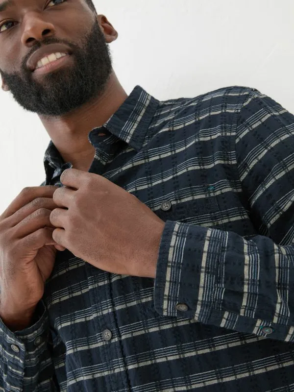 Fat Face Tall Collection Men Navy Long Sleeve Reiff 100 Cotton Shirt