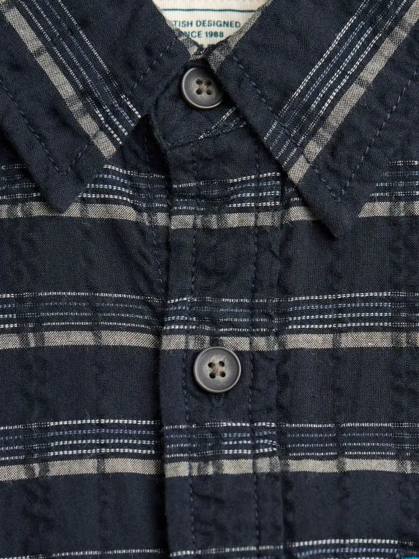 Fat Face Tall Collection Men Navy Long Sleeve Reiff 100 Cotton Shirt