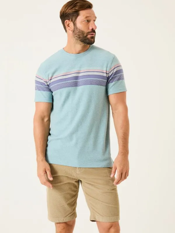 Fat Face Tops and TShirts Men Light Blue Jacquard Chest Stripe T Shirt