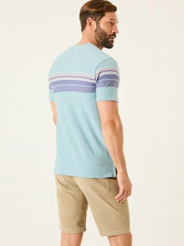 Fat Face Tops and TShirts Men Light Blue Jacquard Chest Stripe T Shirt