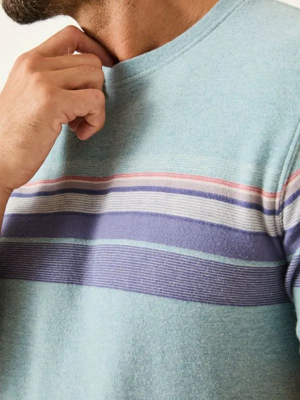 Fat Face Tops and TShirts Men Light Blue Jacquard Chest Stripe T Shirt
