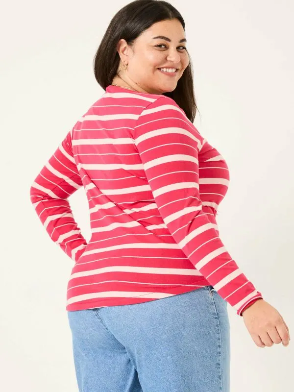 Fat Face Tops and TShirts Women Breton Pink TShirt