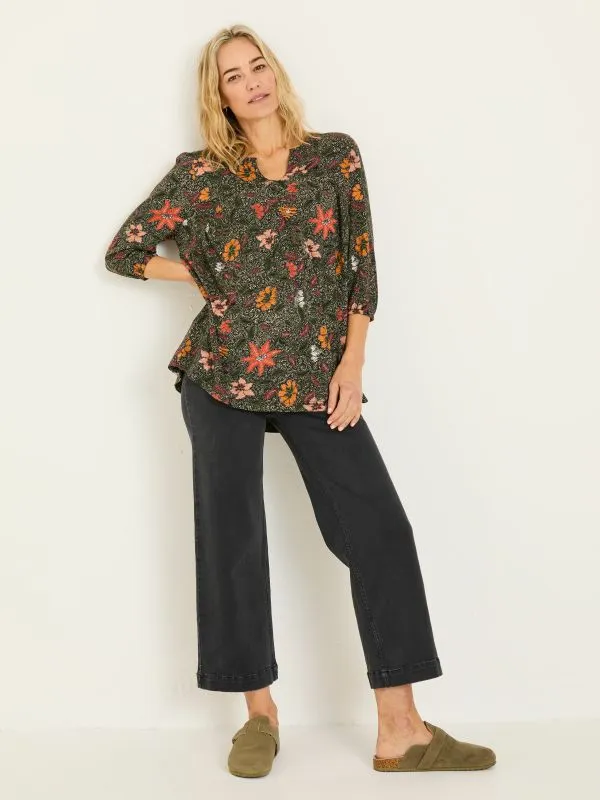 Fat Face Tops and TShirts Women Enya Black Detail Floral Print Tunic