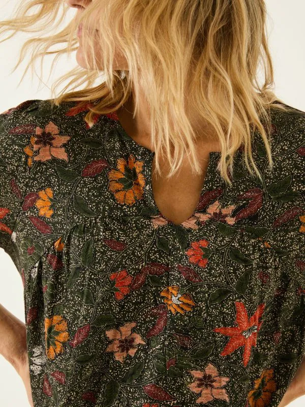 Fat Face Tops and TShirts Women Enya Black Detail Floral Print Tunic