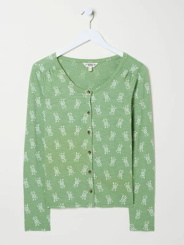 Fat Face Tops and TShirts Women Leah Light Green Woodblock Button Through Top
