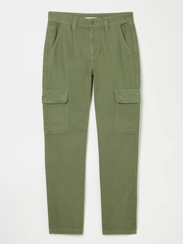 Fat Face Trousers Men Wardly Olive Green 100 Cotton Canvas Cargo Trousers