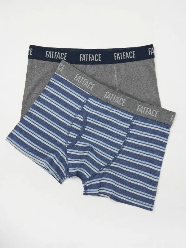 Fat Face Underwear Men Blue 2 Pairs Of Striped Boxers