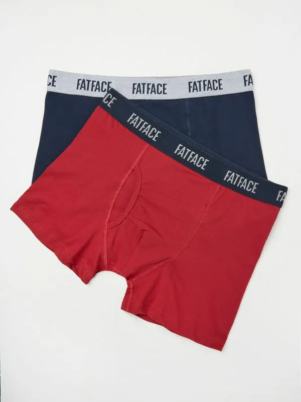 Fat Face Underwear Men Red 2 Pairs Of Plain Boxers