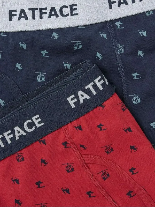 Fat Face Underwear Men Red Ski Scene Boxers 2 Pack