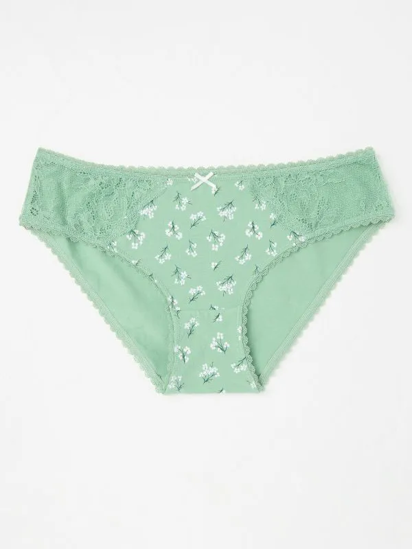Fat Face Underwear Women Green Floral Mini Knickers