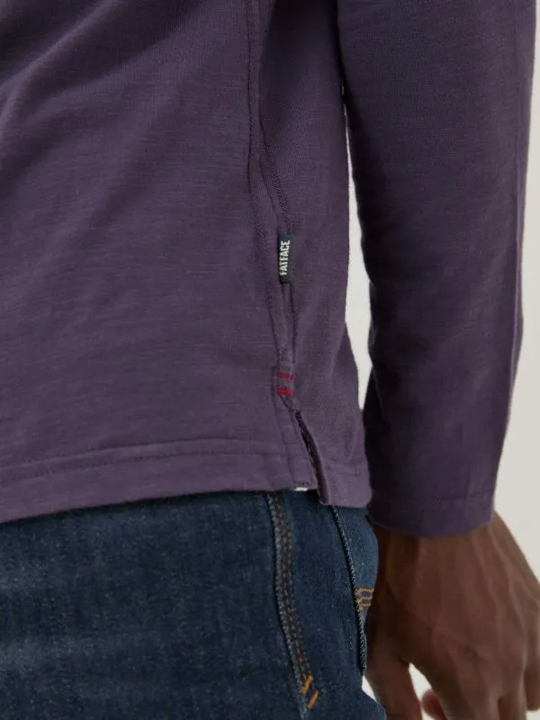 Fat Face Wardrobe Staples Men Woodside Purple Long Sleeve Henley T Shirt
